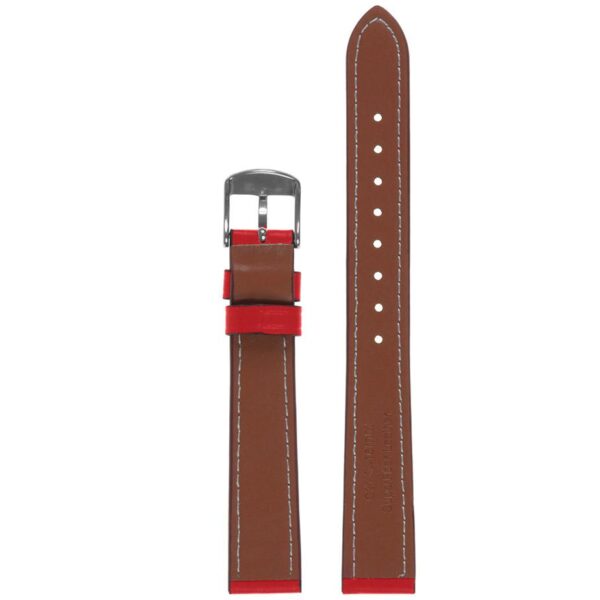 Pasek skórzany SuperFiber C21XL - czerwony - biała nić - 18 mm