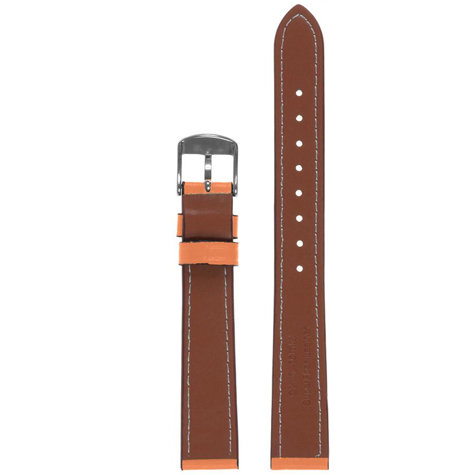 Pasek skórzany SuperFiber C21XL - jasny brąz - biała nić - 22 mm