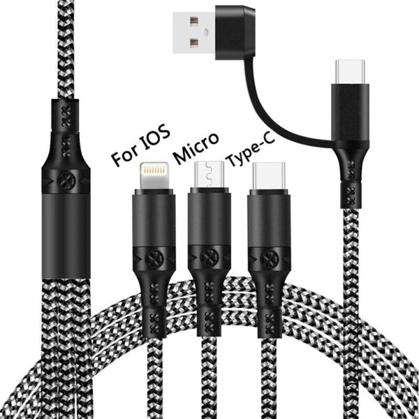Wzmocniony kabel Ampere 5w1 - eXtremestyle® - 1.2 m - czarny