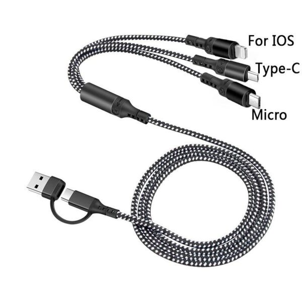 Wzmocniony kabel Ampere 5w1 - eXtremestyle® - 1.2 m - czarny