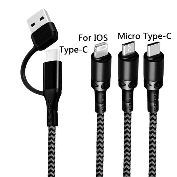Wzmocniony kabel Ampere 5w1 - eXtremestyle® - 1.2 m - czarny