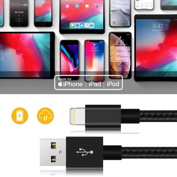 Braided cable eXtreme USB - iPhone Lightning - 120 cm - black