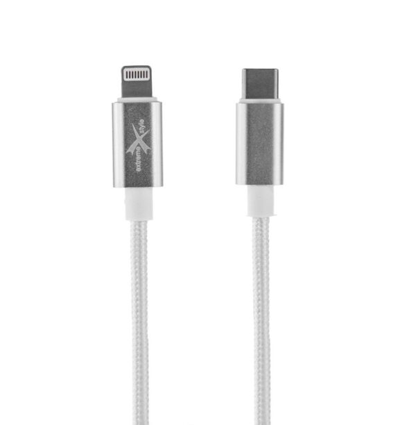 Braided cable PD USB type-C - iPhone Lightning - eXtreme® - 200 cm - white