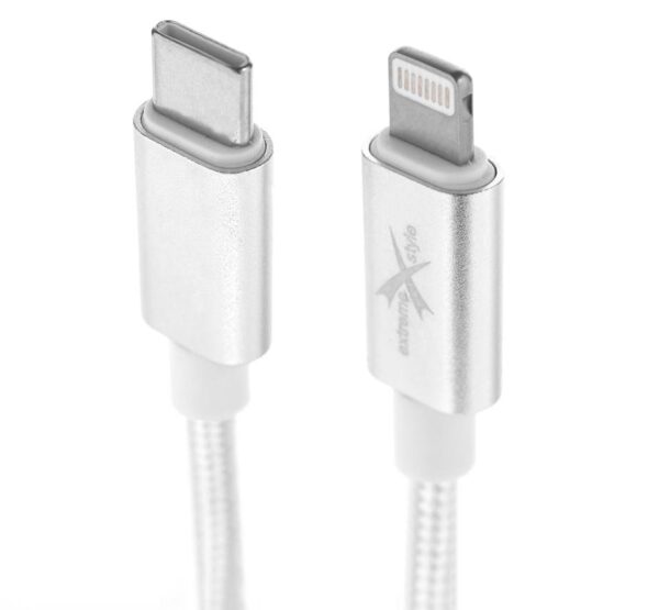 Braided cable PD USB type-C - iPhone Lightning - eXtreme® - 200 cm - white