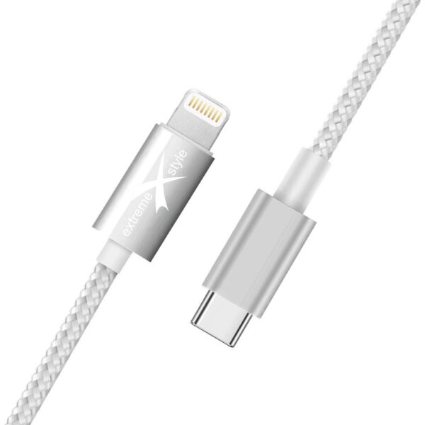 Braided cable PD USB type-C - iPhone Lightning - eXtreme® - 200 cm - white