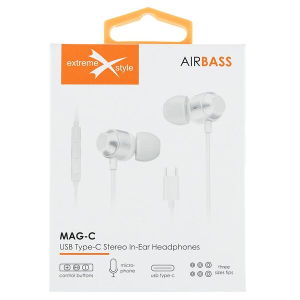 Słuchawki przewodowe - stereo - douszne - USB Typ-C - MAG-C AIRBASS - białe