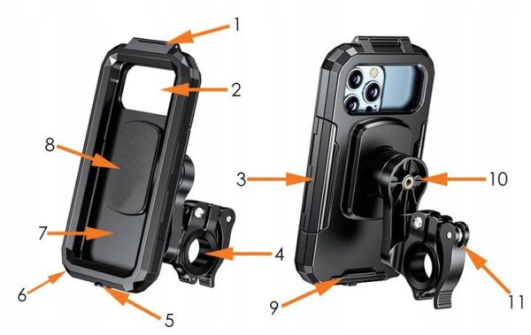 Uchwyt motocyklowy antywibracyjny z etui na telefon - 167-HARD-C