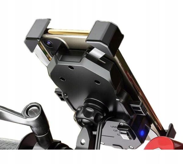 Motorcycle holder type:R13W-metal Wireless - USB QC - 2in1