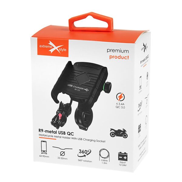 Motorcycle holder type:R9-metal USB QC
