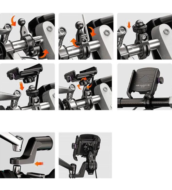 Motorcycle holder type:R9-metal USB QC
