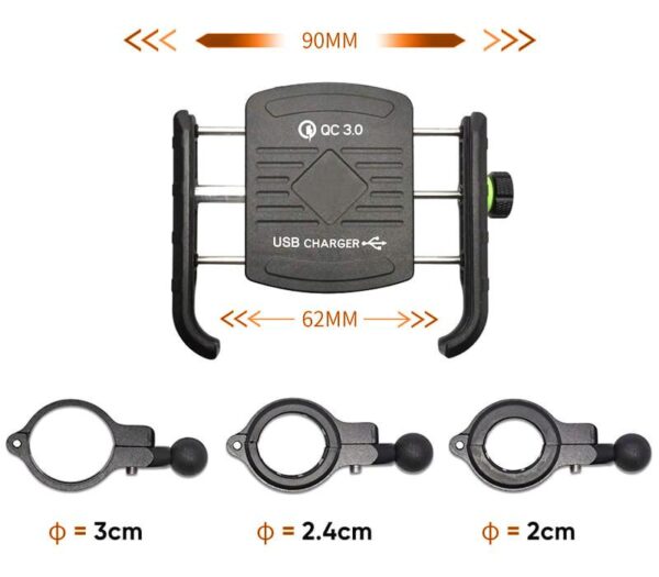 Motorcycle holder type:R9-metal USB QC