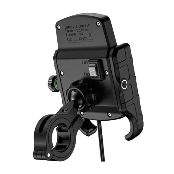Uchwyt motocyklowy z ładowarką do telefonu - R9W-metal Wireless
