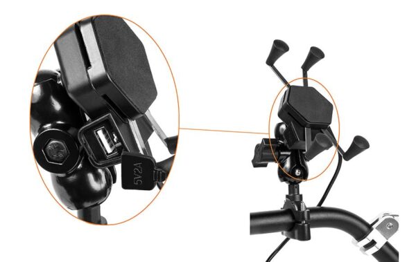 Uchwyt motocyklowy z ładowarką do telefonu - RAM XL USB