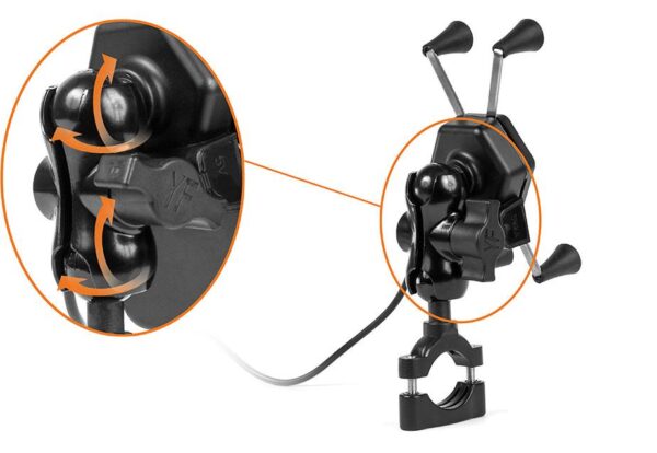 Uchwyt motocyklowy z ładowarką do telefonu - RAM XL USB
