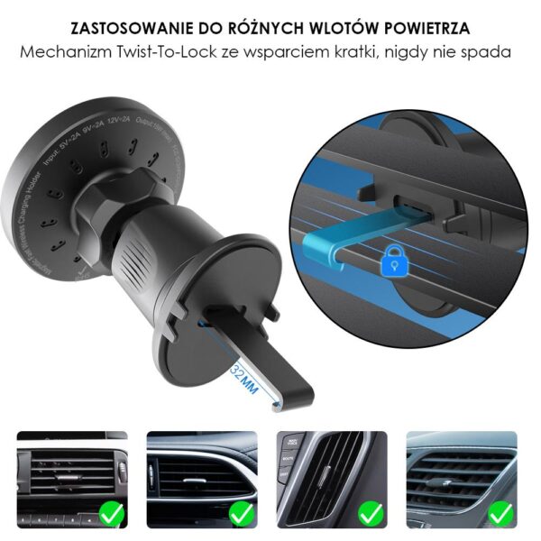 Car holder PREMIUM - to the air vent - eXtreme® - type:O-14 W MagSafe