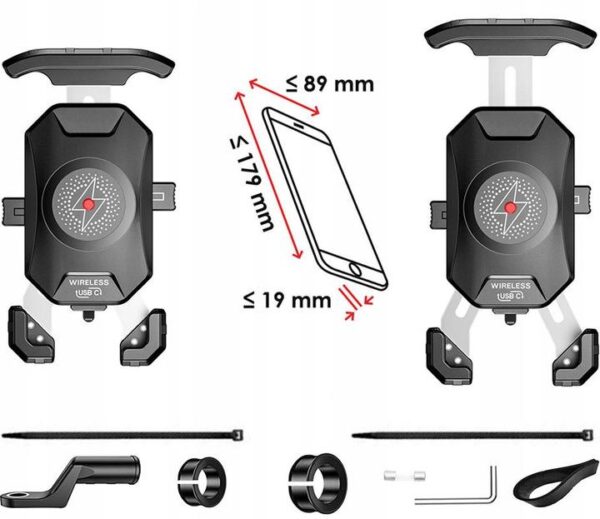 Uchwyt motocyklowy z ładowarką do telefonu - R15W-PD Wireless - PD