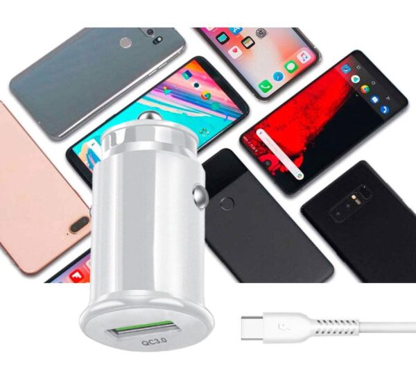 Car charger FAST QC 3.0 + cable USB type-C - eXtreme® Ampere - 3A - ACCU3QC30W+CC