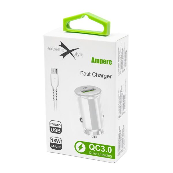 Car charger FAST QC 3.0 + cable micro USB - eXtreme® Ampere - 3A - ACCU3QC30W+CM