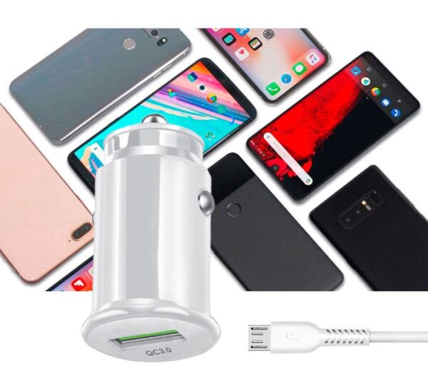 Car charger FAST QC 3.0 + cable micro USB - eXtreme® Ampere - 3A - ACCU3QC30W+CM