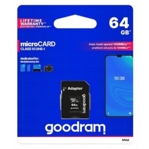 Karta pamięci microSDHC 64GB + adapter SD Class 10 - GOODRAM