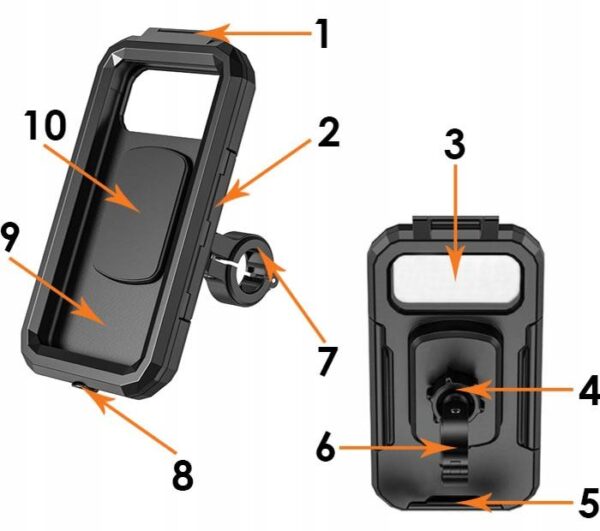 Motorcycle holder with case for mobile phone - eXtreme® - 167-HARD