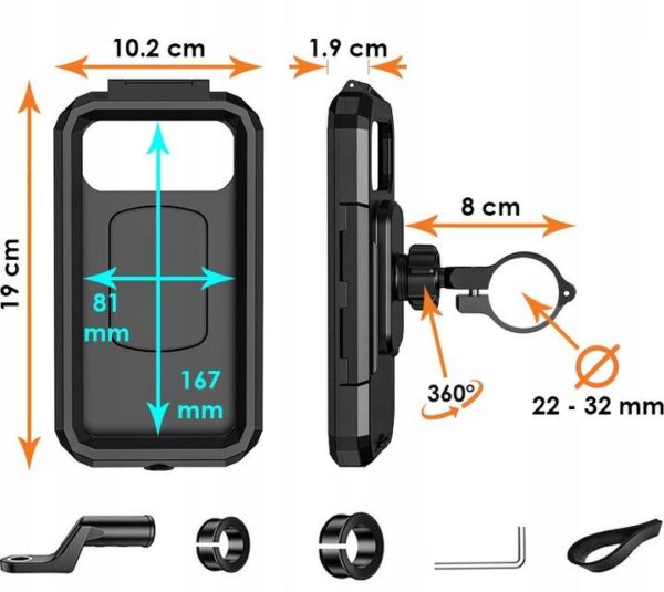 Motorcycle holder with case for mobile phone - eXtreme® - 167-HARD
