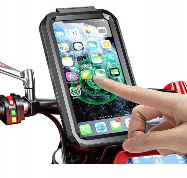 Uchwyt motocyklowy z etui na telefon i ładowarkami - 167-HARD-W-PD