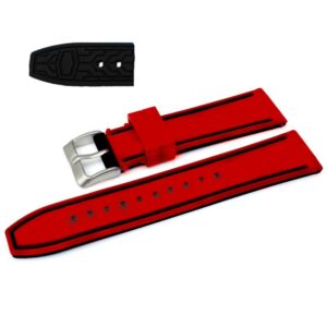 Pasek silikonowy Z04 - czerwono-czarny - 20 mm