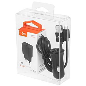 Zestaw ładowarek micro 3w1 - czarny