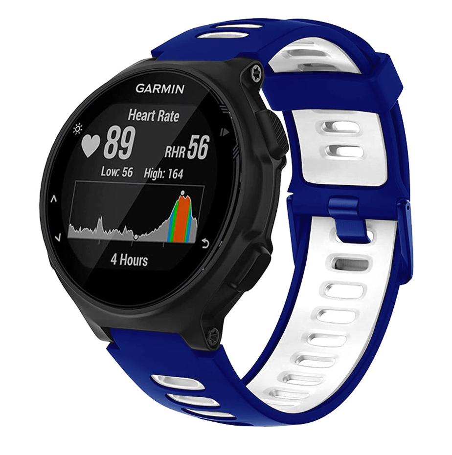 Pasek silikonowy - G02 - do Garmin - granatowo-biały