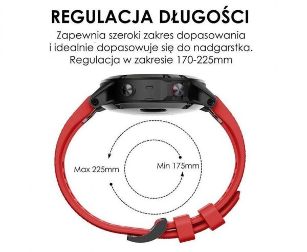 Pasek silikonowy - G09 - do Garmin - czerwony - 22 mm