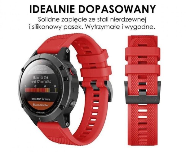Pasek silikonowy - G09 - do Garmin - czerwony - 22 mm