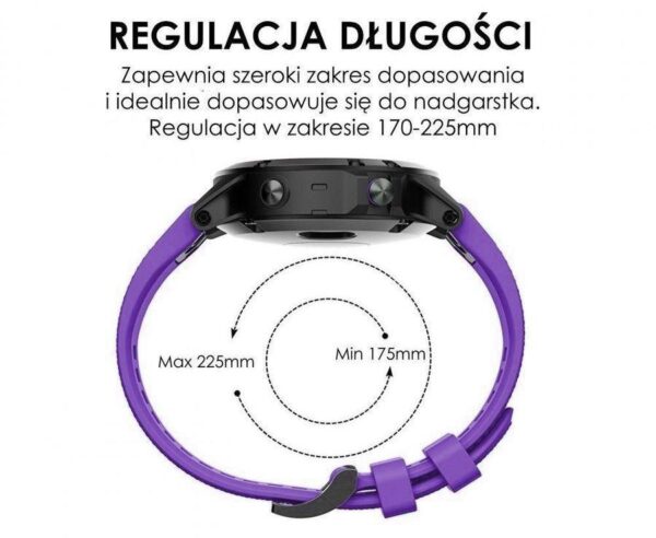 Pasek silikonowy - G09 - do Garmin - fioletowy - 22 mm