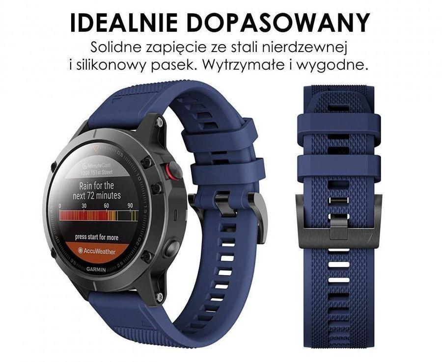 Pasek silikonowy - G09 - do Garmin - granatowy - 22 mm