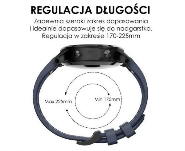 Pasek silikonowy - G09 - do Garmin - szaroniebieski - 22 mm