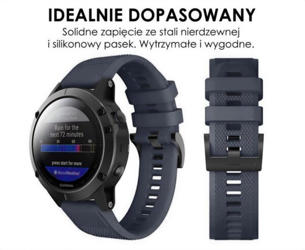 Pasek silikonowy - G09 - do Garmin - szaroniebieski - 22 mm
