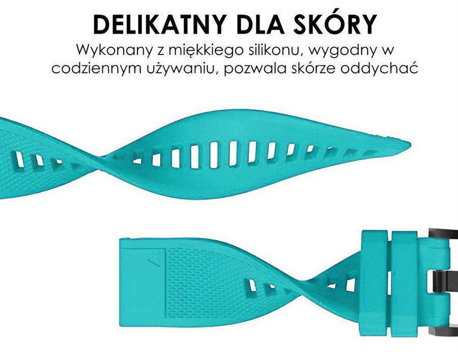 Pasek silikonowy - G09 - do Garmin - turkusowy - 22 mm