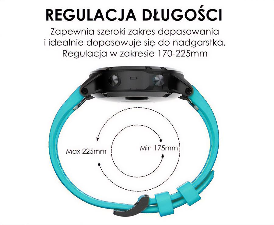 Pasek silikonowy - G09 - do Garmin - turkusowy - 22 mm