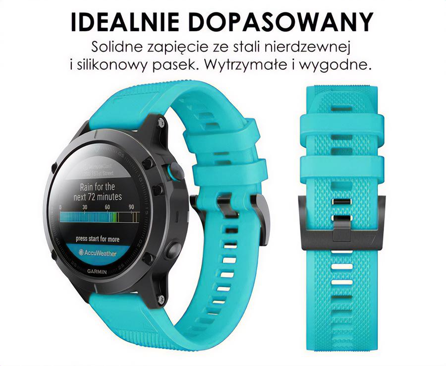 Pasek silikonowy - G09 - do Garmin - turkusowy - 22 mm