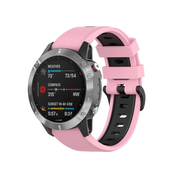 Pasek silikonowy - G13 - do Garmin - różowo-czarny - 22 mm
