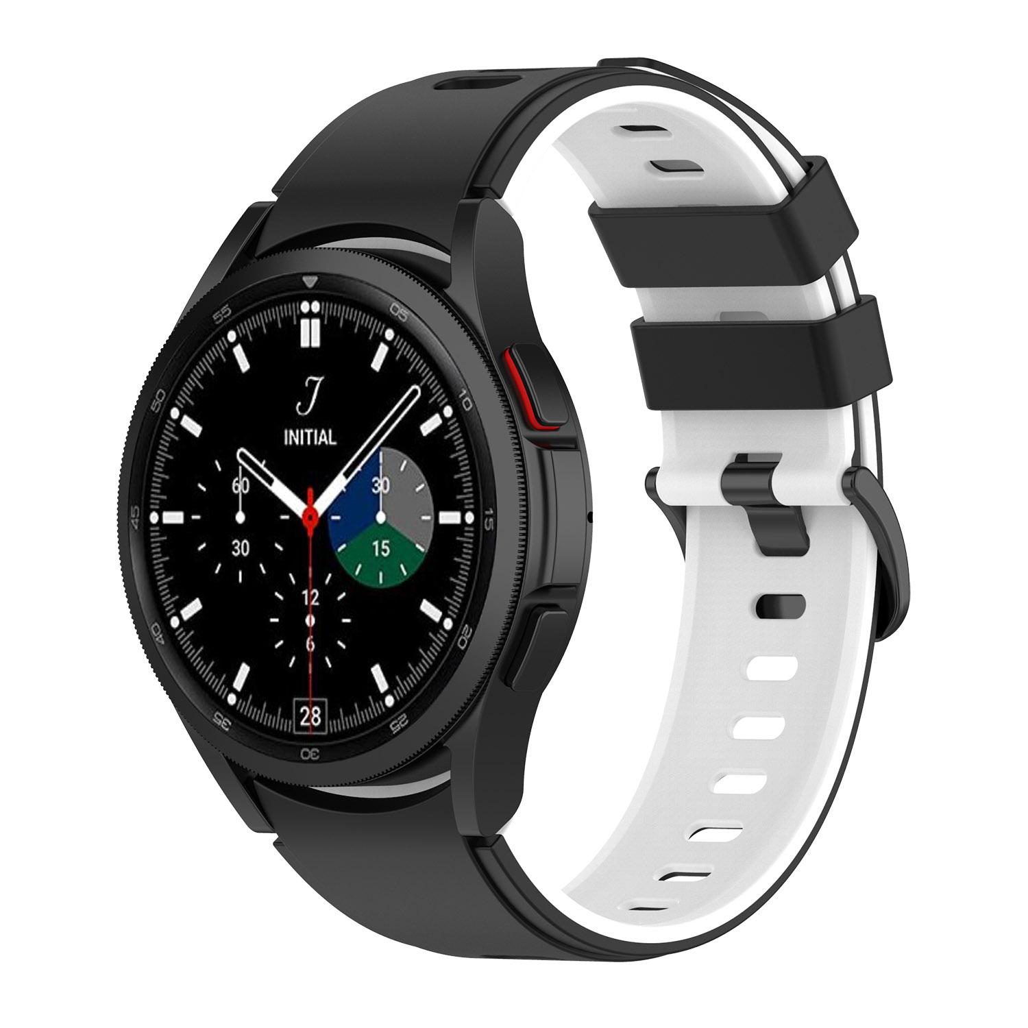 Pasek silikonowy - do Samsung Galaxy Watch 5 - czarno-biały - 20 mm