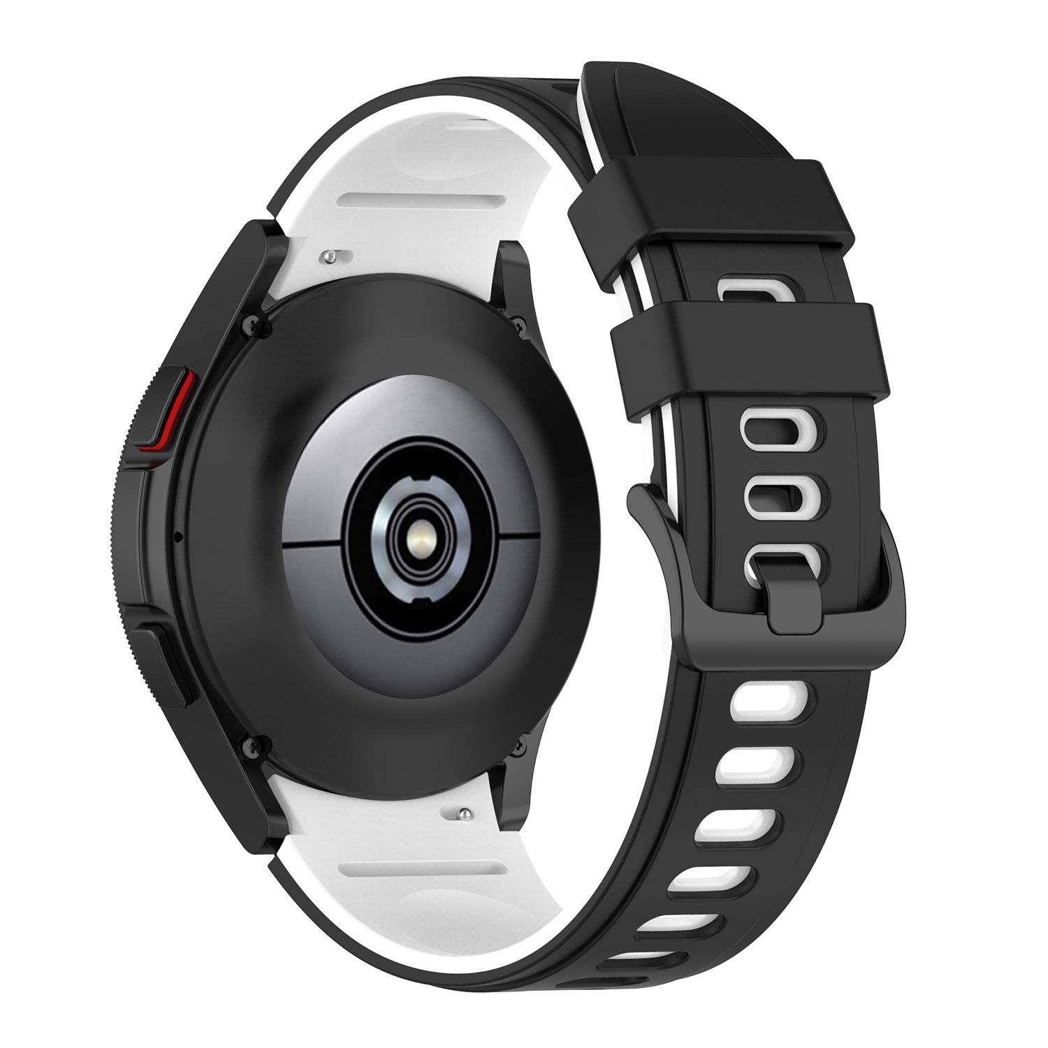 Pasek silikonowy - do Samsung Galaxy Watch 5 - czarno-biały - 20 mm