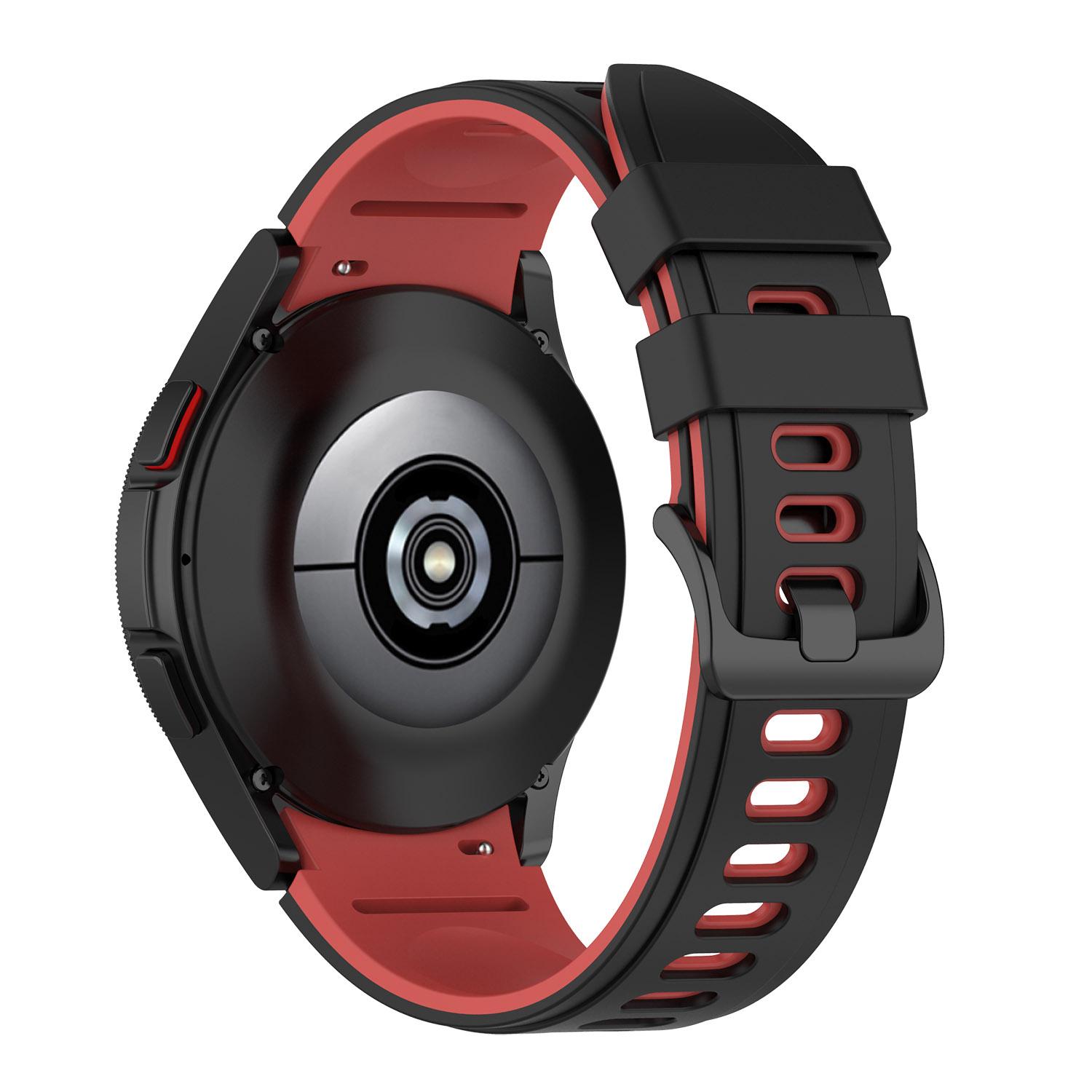 Pasek silikonowy - do Samsung Galaxy Watch 5 - czarno-czerwony - 20 mm