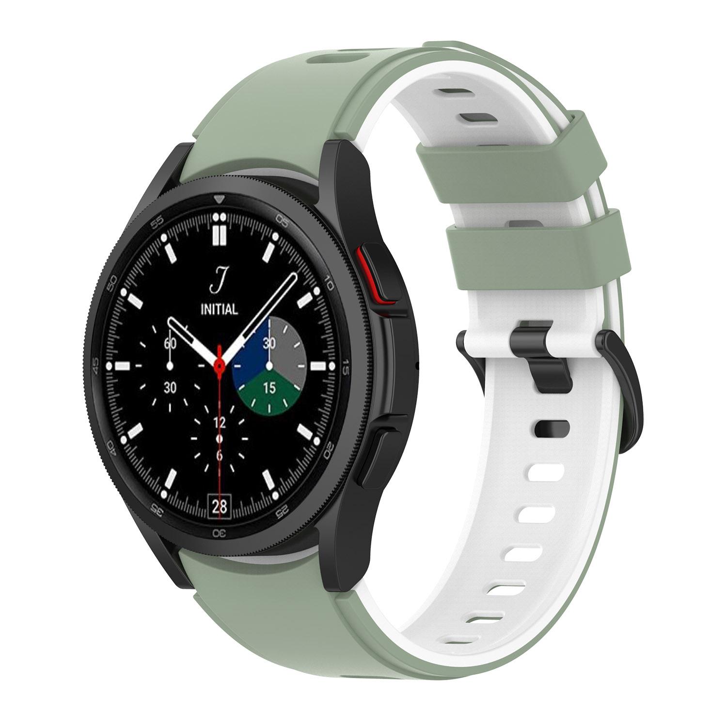 Pasek silikonowy - do Samsung Galaxy Watch 5 - oliwkowo-biały - 20 mm