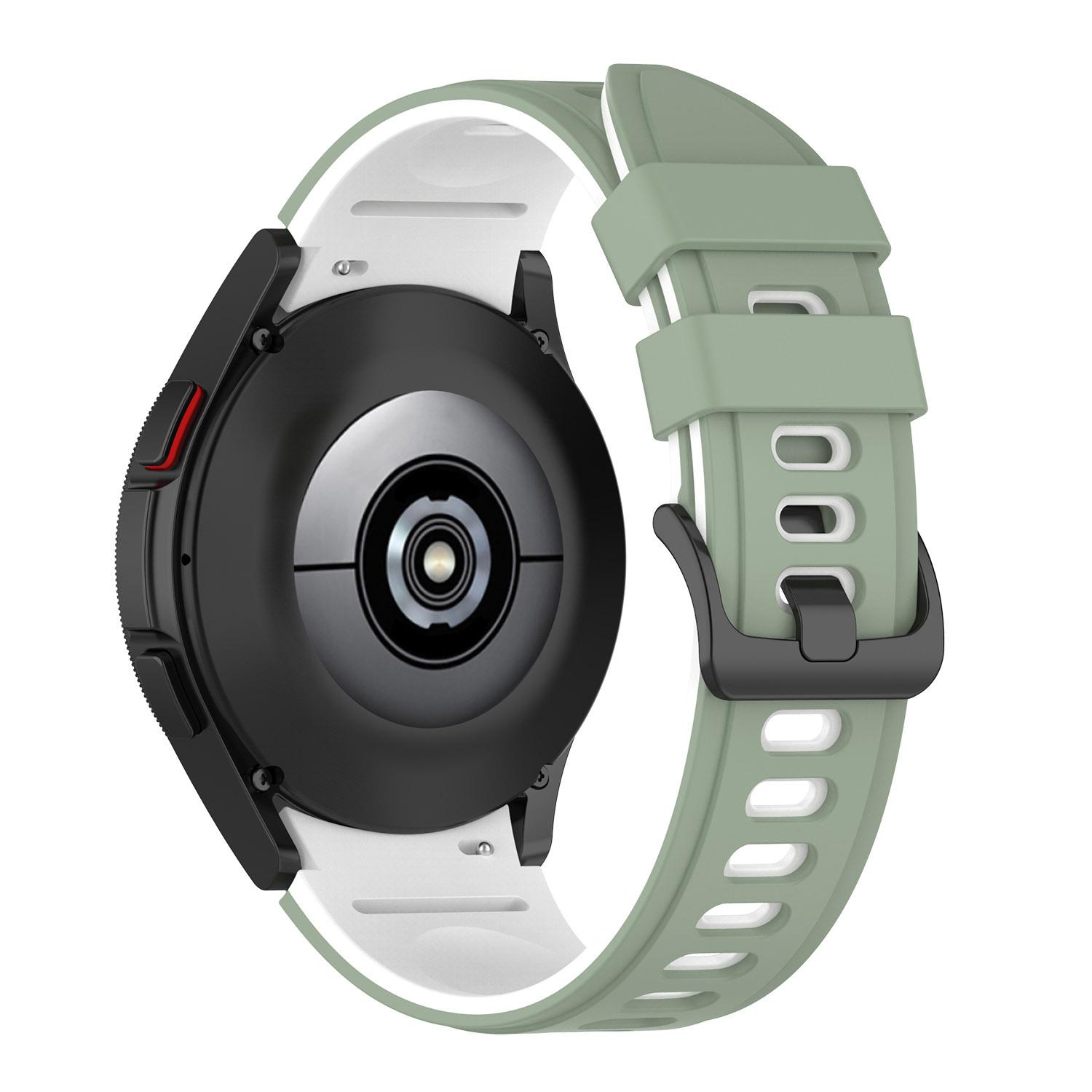 Pasek silikonowy - do Samsung Galaxy Watch 5 - oliwkowo-biały - 20 mm