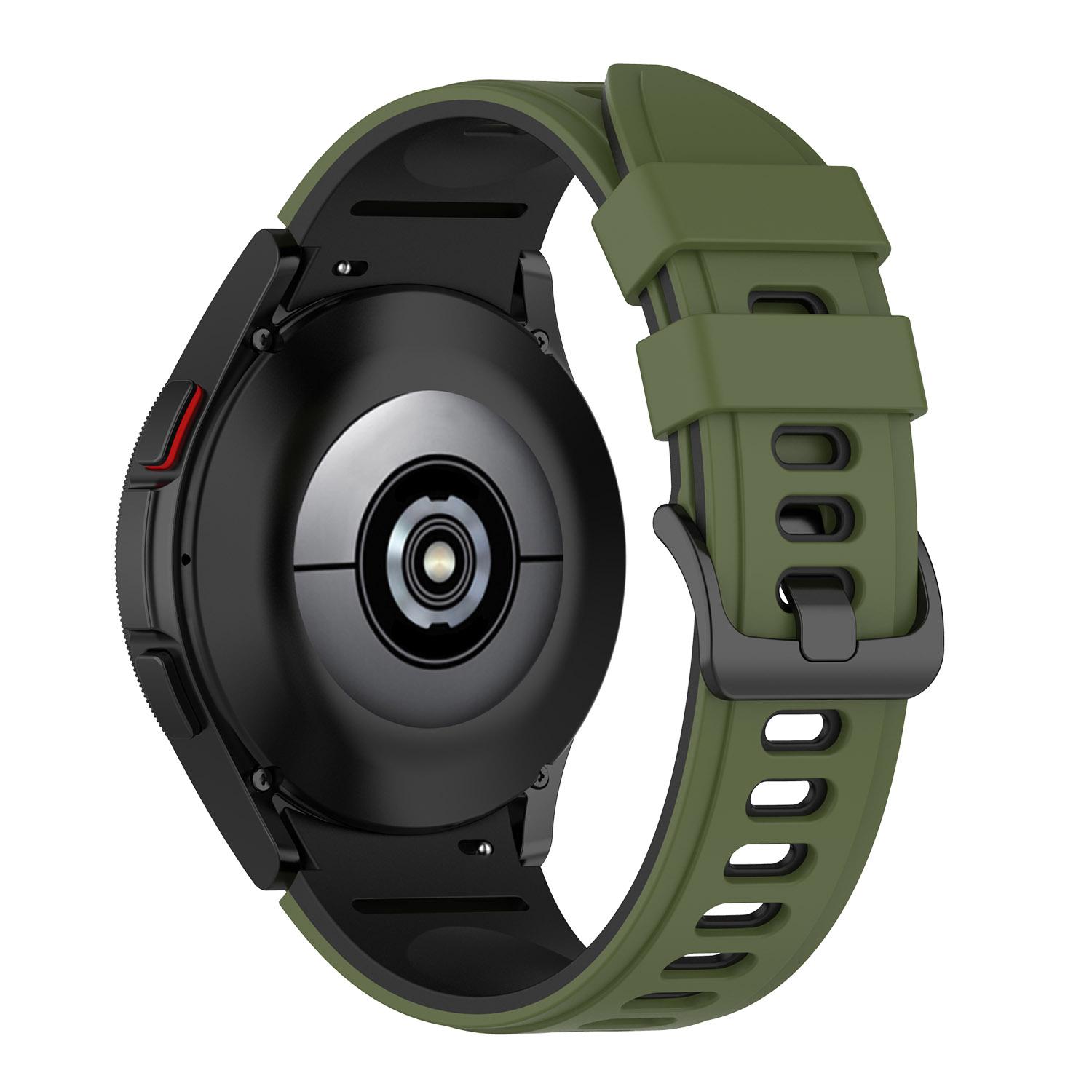 Pasek silikonowy - do Samsung Galaxy Watch 5 - zielono-czarny - 20 mm