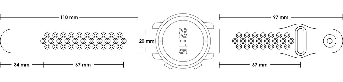 Pasek silikonowy S02 - czarno-fioletowy - 20 mm