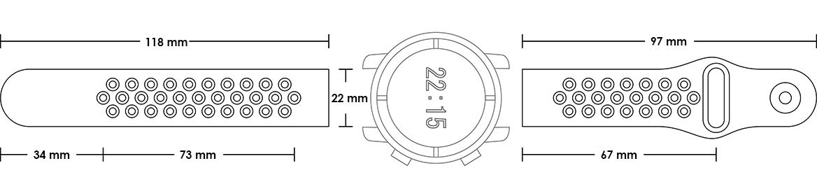 Pasek silikonowy S02 - czarno-fioletowy - 22 mm