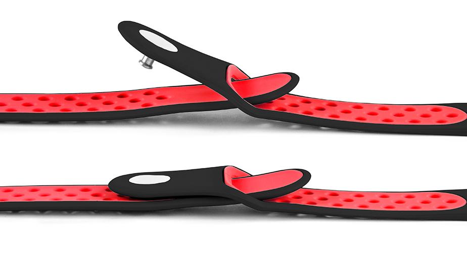 Pasek silikonowy S02 - czarno-czerwony - 22 mm