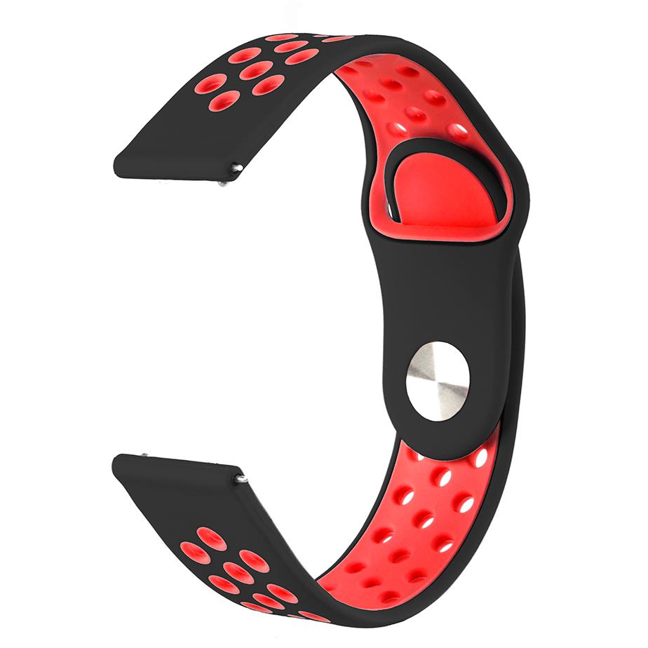 Pasek silikonowy S02 - czarno-czerwony - 22 mm